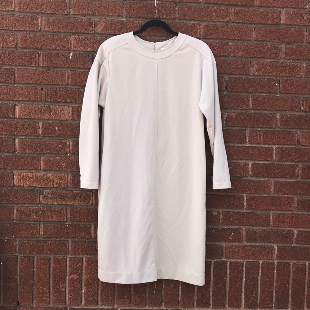 Simple cream long sleeve dress - Size 14